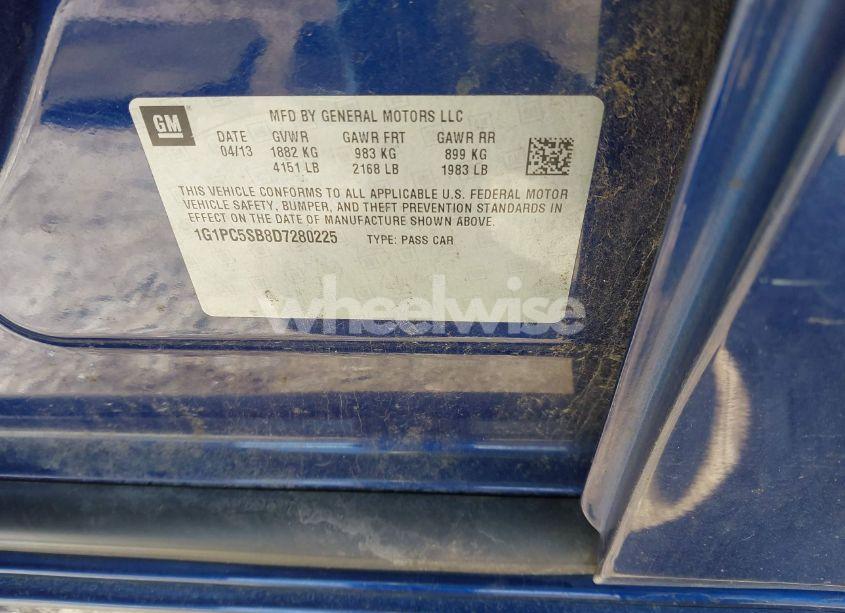 Photo 9 of 2013 Chevrolet Cruze 1LT AUTO (VIN 1G1PC5SB8D7280225)