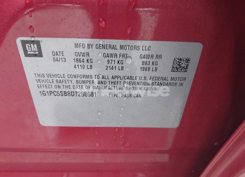 Photo 9 of 2013 Chevrolet Cruze 1LT AUTO (VIN 1G1PC5SB8D7288681)