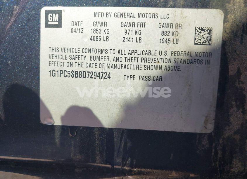 Photo 9 of 2013 Chevrolet Cruze 1LT AUTO (VIN 1G1PC5SB8D7294724)