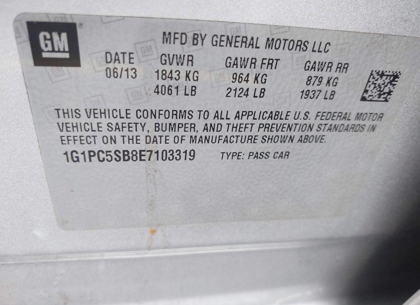 Photo 9 of 2014 Chevrolet Cruze 1LT AUTO (VIN 1G1PC5SB8E7103319)