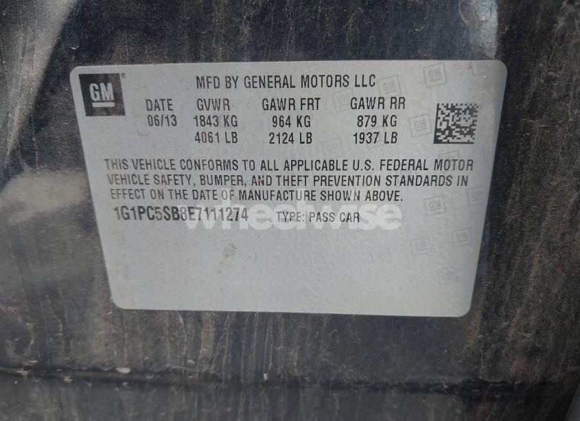 Photo 9 of 2014 Chevrolet Cruze 1LT AUTO (VIN 1G1PC5SB8E7111274)