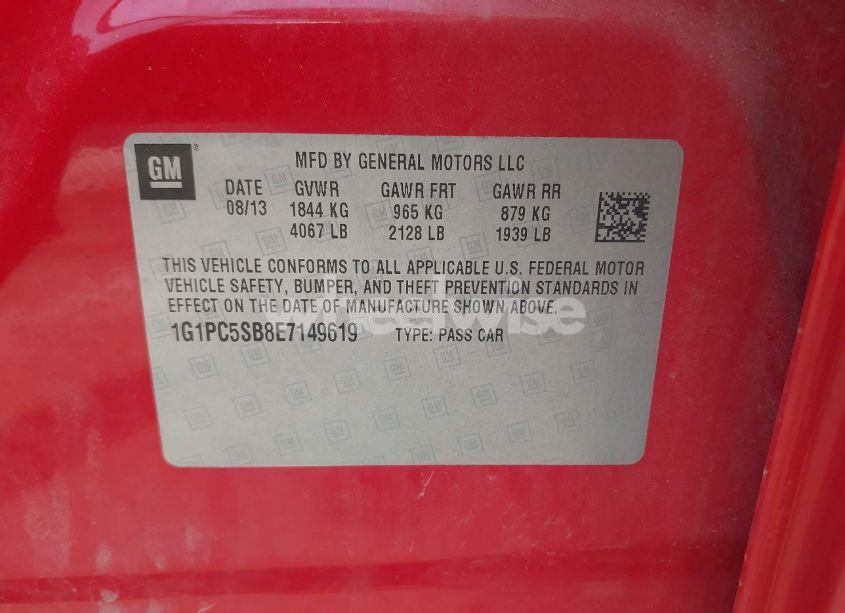 Photo 9 of 2014 Chevrolet Cruze 1LT AUTO (VIN 1G1PC5SB8E7149619)