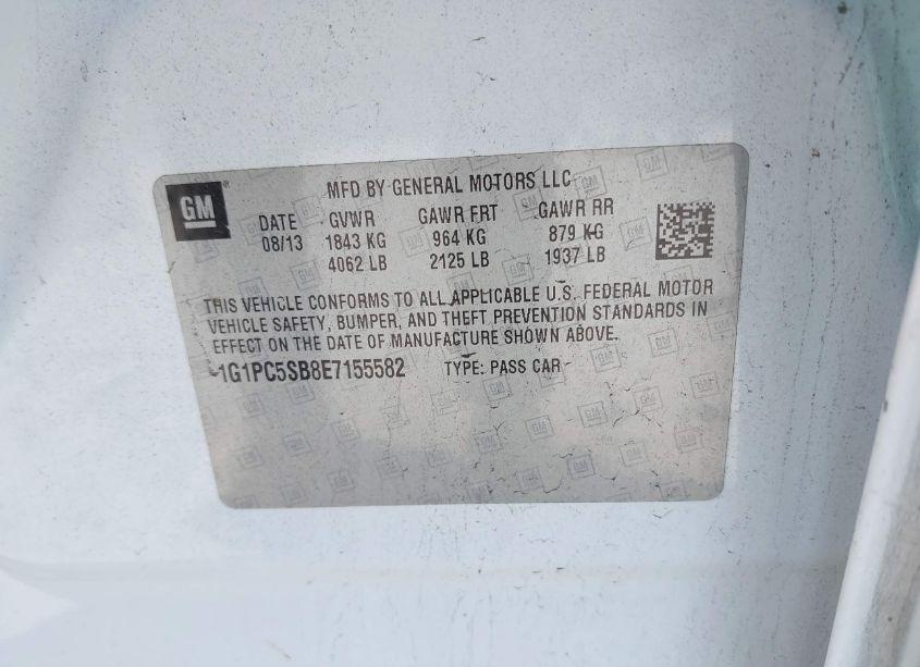 Photo 9 of 2014 Chevrolet Cruze 1LT AUTO (VIN 1G1PC5SB8E7155582)