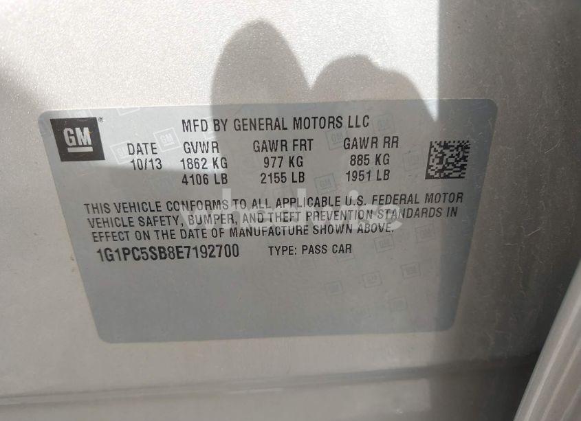 Photo 9 of 2014 Chevrolet Cruze 1LT AUTO (VIN 1G1PC5SB8E7192700)