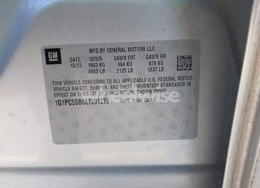 Photo 9 of 2014 Chevrolet Cruze 1LT AUTO (VIN 1G1PC5SB8E7201279)