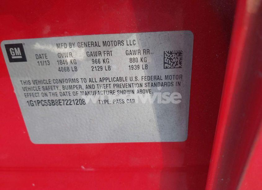 Photo 9 of 2014 Chevrolet Cruze 1LT AUTO (VIN 1G1PC5SB8E7221208)