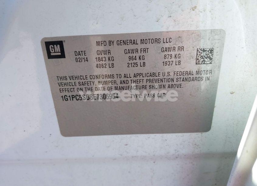 Photo 9 of 2014 Chevrolet Cruze 1LT AUTO (VIN 1G1PC5SB8E7306954)