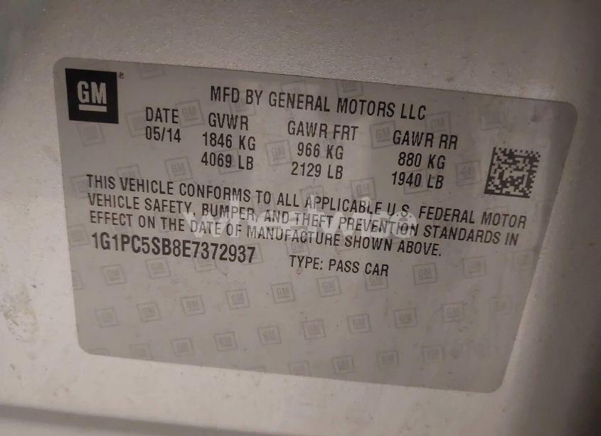 Photo 9 of 2014 Chevrolet Cruze 1LT AUTO (VIN 1G1PC5SB8E7372937)