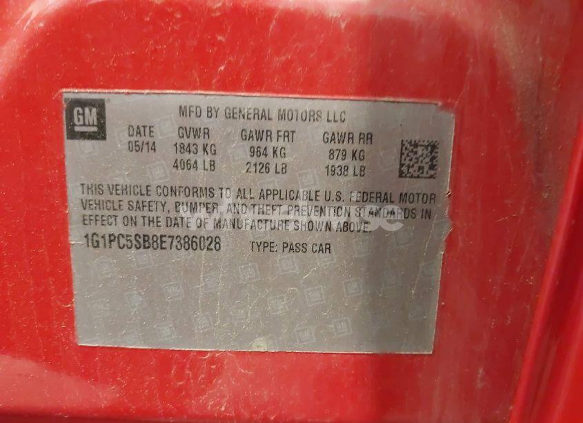 Photo 9 of 2014 Chevrolet Cruze 1LT AUTO (VIN 1G1PC5SB8E7386028)