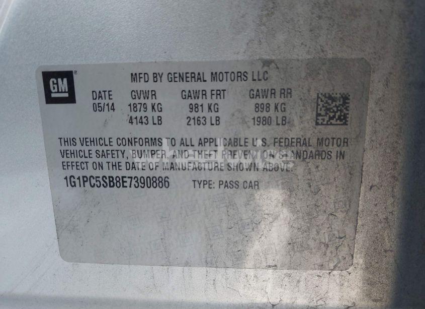 Photo 9 of 2014 Chevrolet Cruze 1LT AUTO (VIN 1G1PC5SB8E7390886)