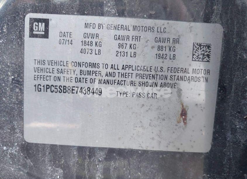 Photo 9 of 2014 Chevrolet Cruze 1LT AUTO (VIN 1G1PC5SB8E7438449)