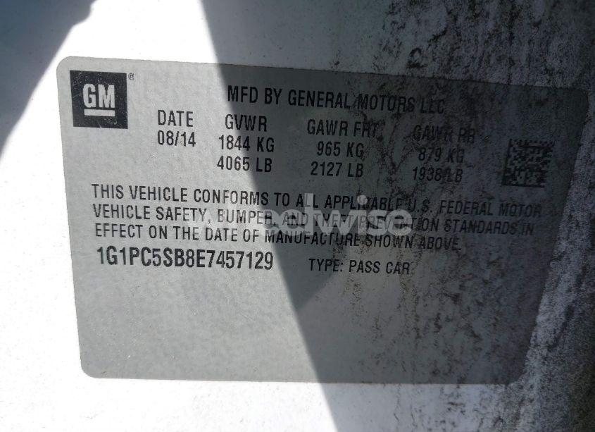 Photo 9 of 2014 Chevrolet Cruze 1LT AUTO (VIN 1G1PC5SB8E7457129)