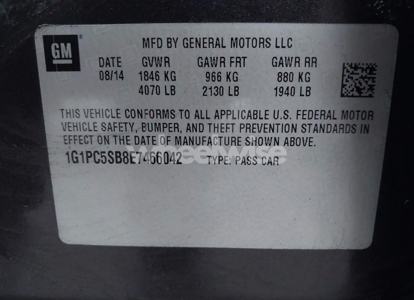 Photo 9 of 2014 Chevrolet Cruze 1LT AUTO (VIN 1G1PC5SB8E7466042)