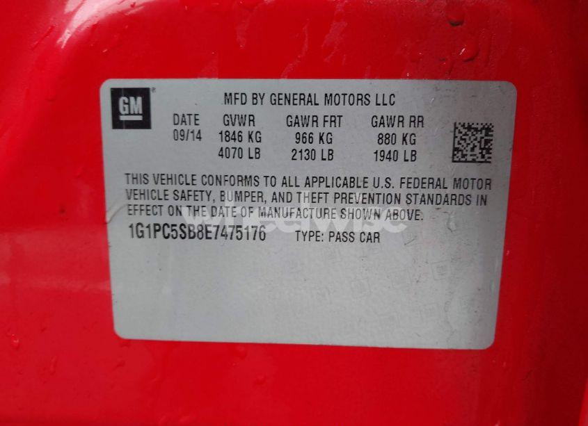 Photo 9 of 2014 Chevrolet Cruze 1LT AUTO (VIN 1G1PC5SB8E7475176)