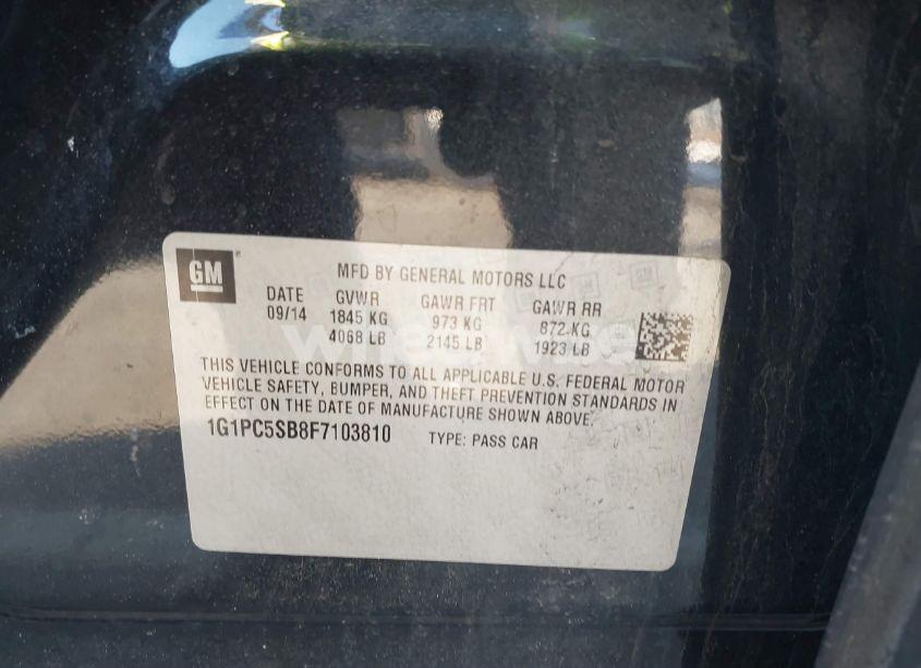 Photo 9 of 2015 Chevrolet Cruze 1LT AUTO (VIN 1G1PC5SB8F7103810)