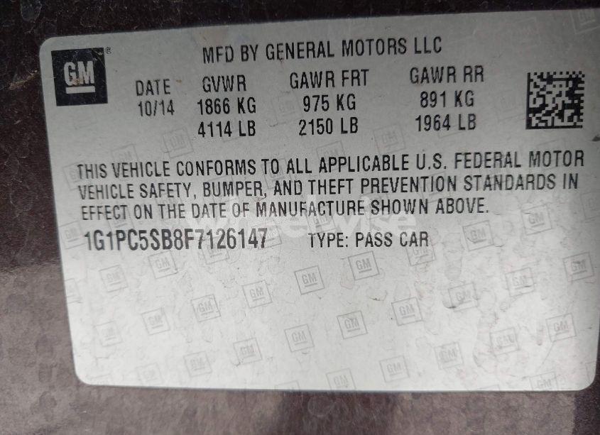 Photo 9 of 2015 Chevrolet Cruze 1LT AUTO (VIN 1G1PC5SB8F7126147)