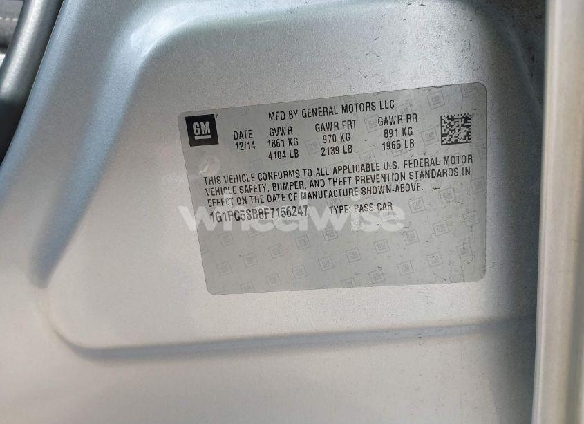 Photo 9 of 2015 Chevrolet Cruze 1LT AUTO (VIN 1G1PC5SB8F7156247)