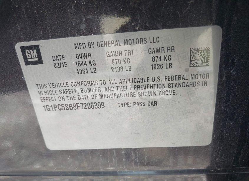 Photo 14 of 2015 Chevrolet Cruze 1LT AUTO (VIN 1G1PC5SB8F7206399)