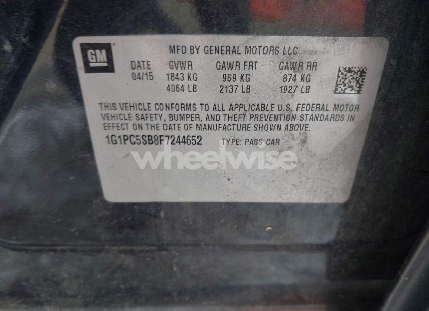 Photo 9 of 2015 Chevrolet Cruze 1LT AUTO (VIN 1G1PC5SB8F7244652)