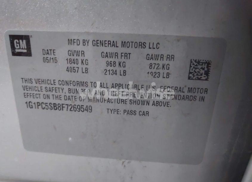 Photo 9 of 2015 Chevrolet Cruze 1LT AUTO (VIN 1G1PC5SB8F7269549)