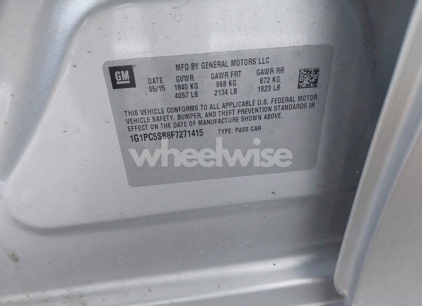 Photo 9 of 2015 Chevrolet Cruze 1LT AUTO (VIN 1G1PC5SB8F7271415)