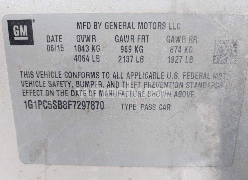 Photo 9 of 2015 Chevrolet Cruze 1LT AUTO (VIN 1G1PC5SB8F7297870)