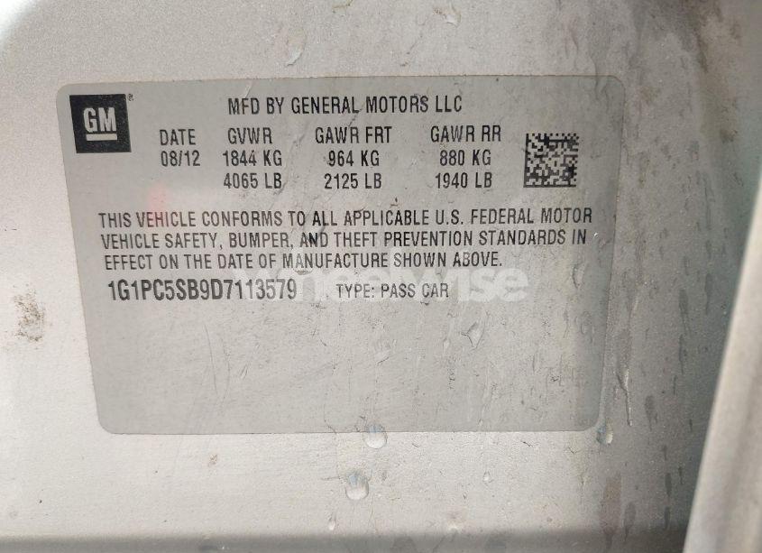 Photo 9 of 2013 Chevrolet Cruze 1LT AUTO (VIN 1G1PC5SB9D7113579)