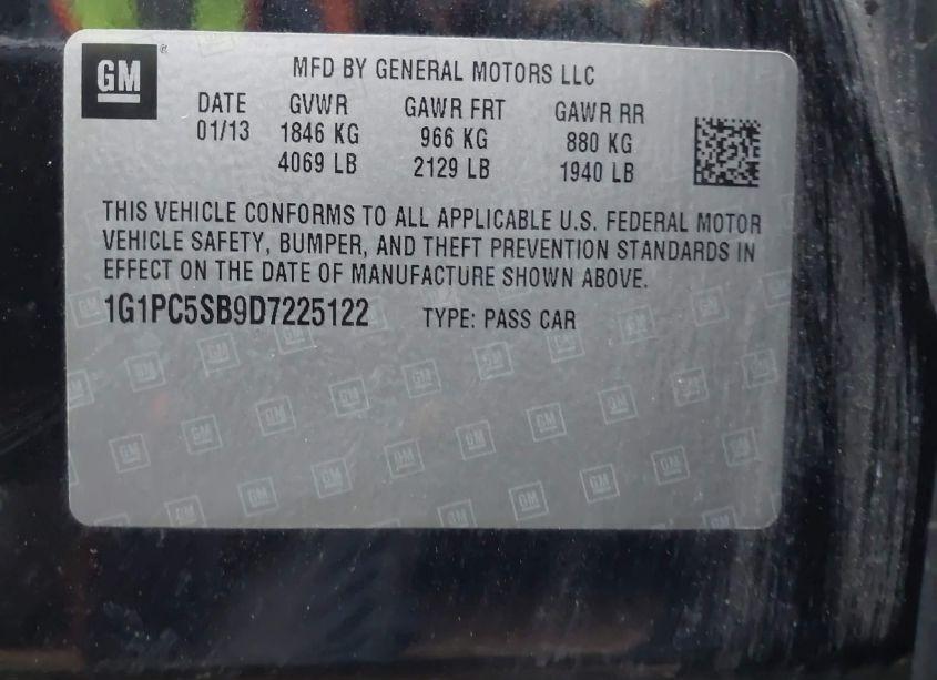 Photo 9 of 2013 Chevrolet Cruze 1LT AUTO (VIN 1G1PC5SB9D7225122)