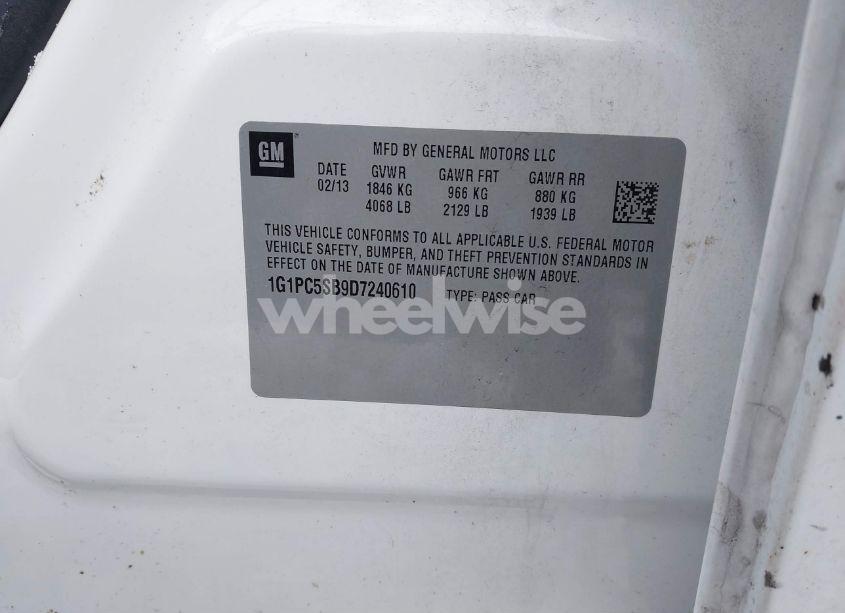 Photo 9 of 2013 Chevrolet Cruze 1LT AUTO (VIN 1G1PC5SB9D7240610)