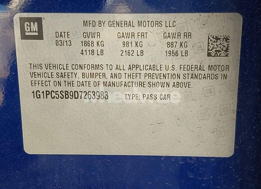 Photo 9 of 2013 Chevrolet Cruze 1LT AUTO (VIN 1G1PC5SB9D7263983)