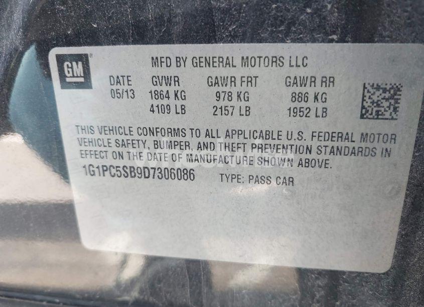 Photo 9 of 2013 Chevrolet Cruze 1LT AUTO (VIN 1G1PC5SB9D7306086)