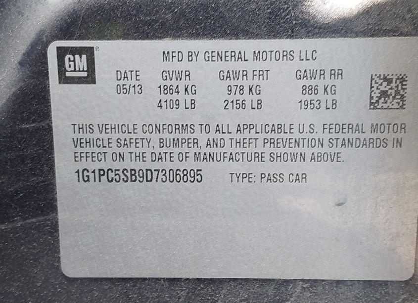 Photo 9 of 2013 Chevrolet Cruze 1LT AUTO (VIN 1G1PC5SB9D7306895)