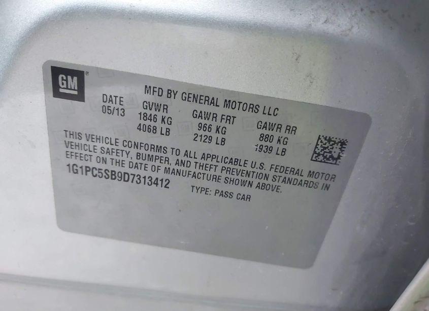 Photo 9 of 2013 Chevrolet Cruze 1LT AUTO (VIN 1G1PC5SB9D7313412)