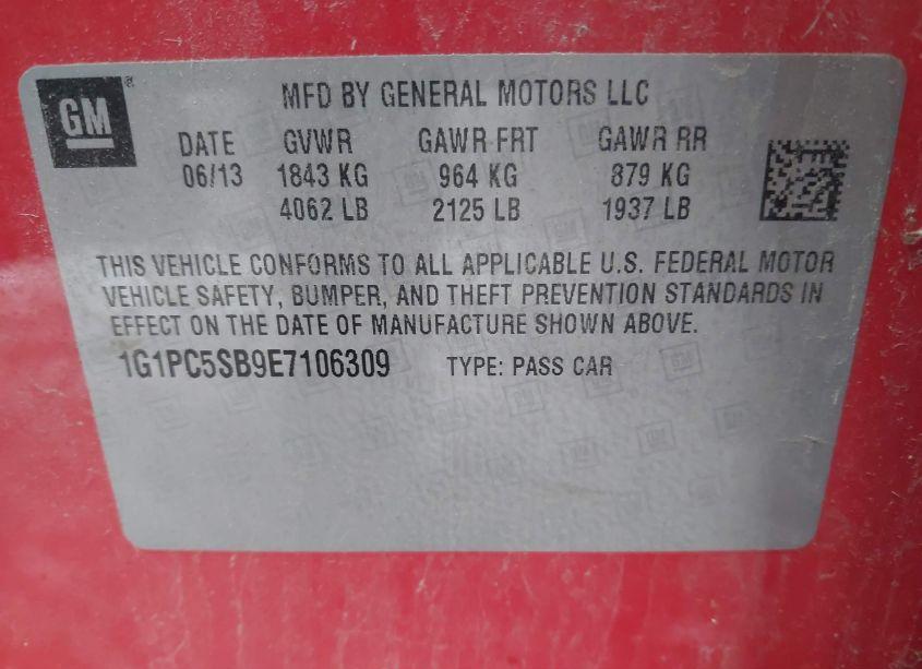 Photo 9 of 2014 Chevrolet Cruze 1LT AUTO (VIN 1G1PC5SB9E7106309)