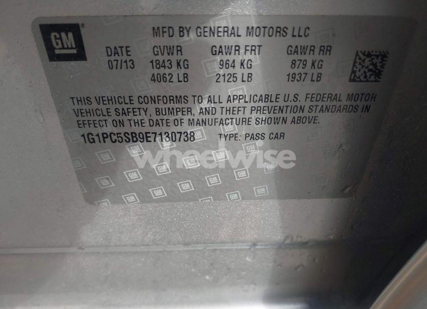 Photo 9 of 2014 Chevrolet Cruze 1LT AUTO (VIN 1G1PC5SB9E7130738)