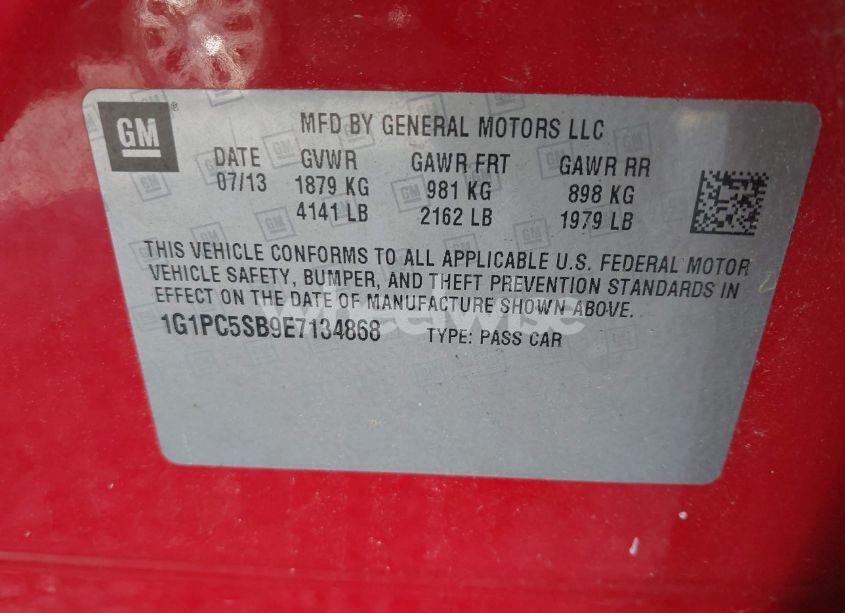 Photo 9 of 2014 Chevrolet Cruze 1LT AUTO (VIN 1G1PC5SB9E7134868)