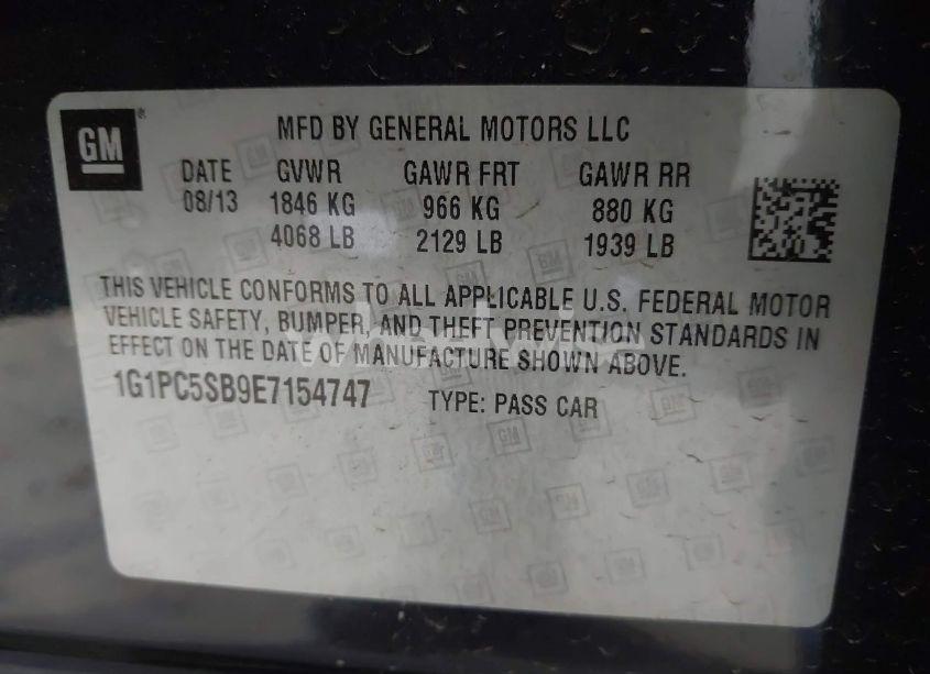 Photo 9 of 2014 Chevrolet Cruze 1LT AUTO (VIN 1G1PC5SB9E7154747)