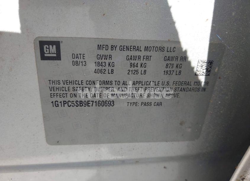 Photo 9 of 2014 Chevrolet Cruze 1LT AUTO (VIN 1G1PC5SB9E7160693)