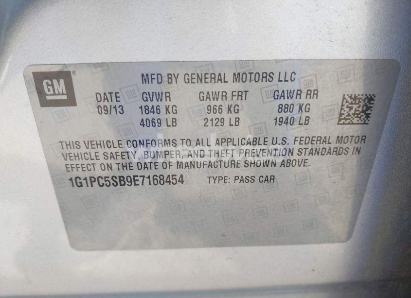 Photo 9 of 2014 Chevrolet Cruze 1LT AUTO (VIN 1G1PC5SB9E7168454)