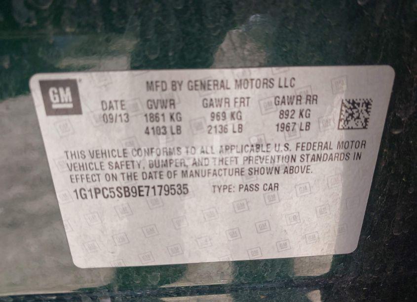 Photo 9 of 2014 Chevrolet Cruze 1LT AUTO (VIN 1G1PC5SB9E7179535)