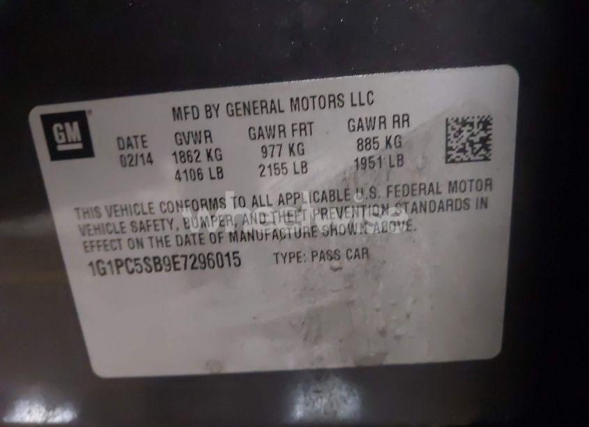 Photo 9 of 2014 Chevrolet Cruze 1LT AUTO (VIN 1G1PC5SB9E7296015)