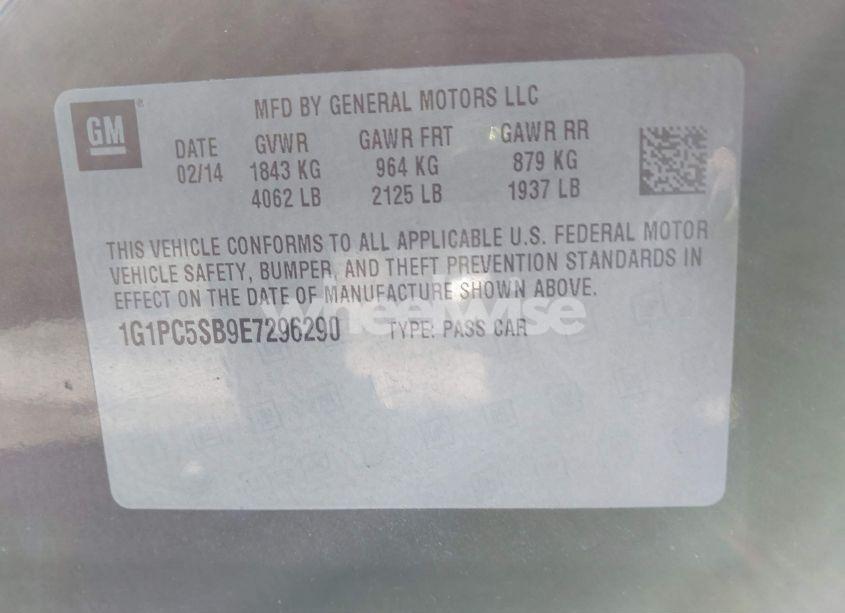 Photo 9 of 2014 Chevrolet Cruze 1LT AUTO (VIN 1G1PC5SB9E7296290)