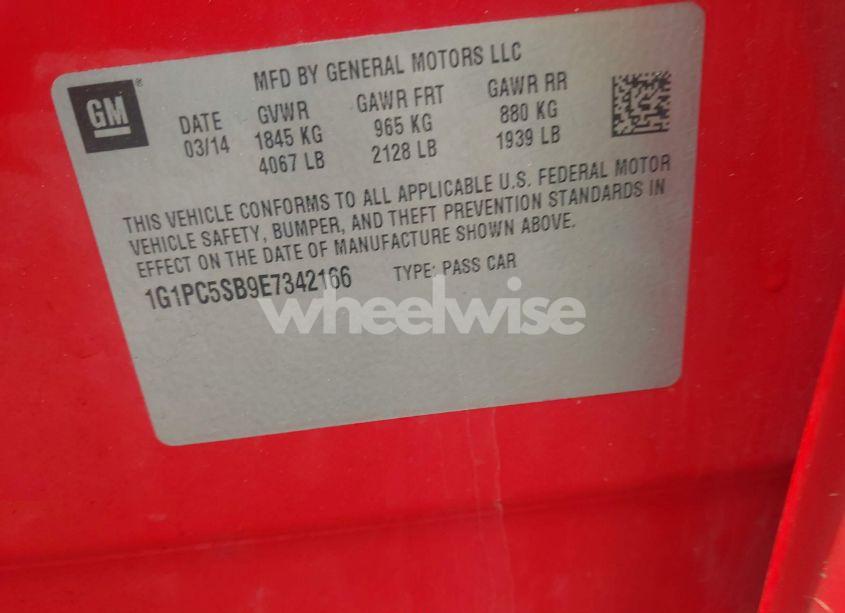 Photo 9 of 2014 Chevrolet Cruze 1LT AUTO (VIN 1G1PC5SB9E7342166)