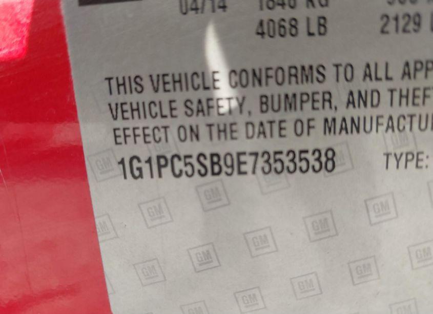 Photo 9 of 2014 Chevrolet Cruze 1LT AUTO (VIN 1G1PC5SB9E7353538)