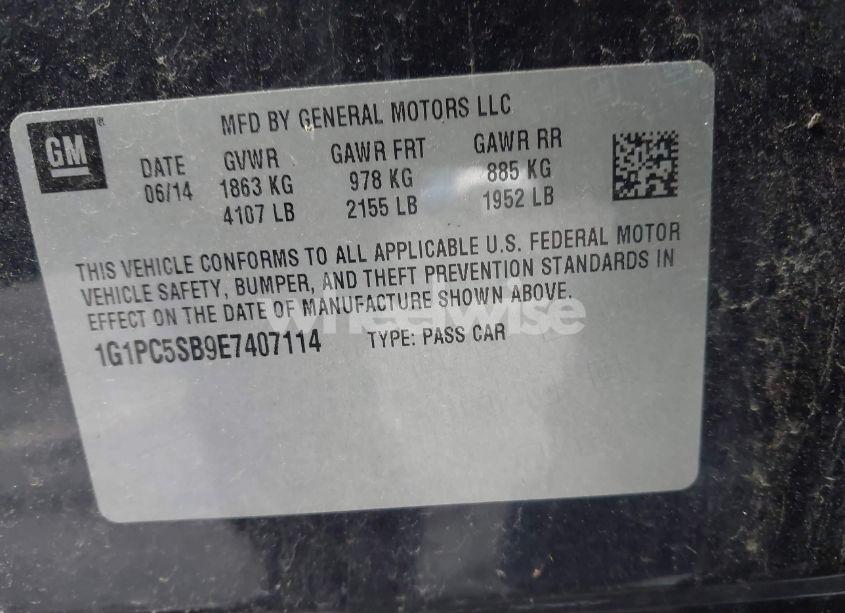 Photo 9 of 2014 Chevrolet Cruze 1LT AUTO (VIN 1G1PC5SB9E7407114)