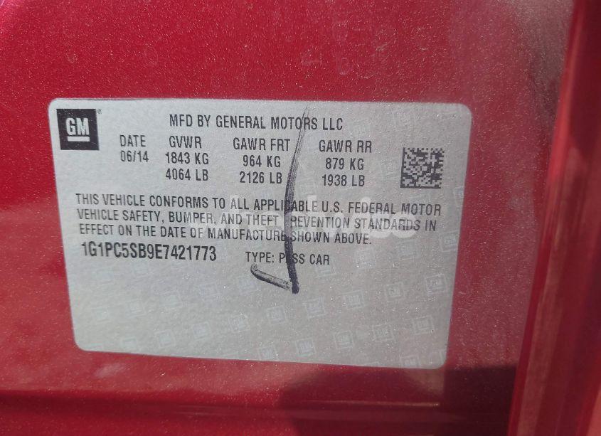 Photo 9 of 2014 Chevrolet Cruze 1LT AUTO (VIN 1G1PC5SB9E7421773)