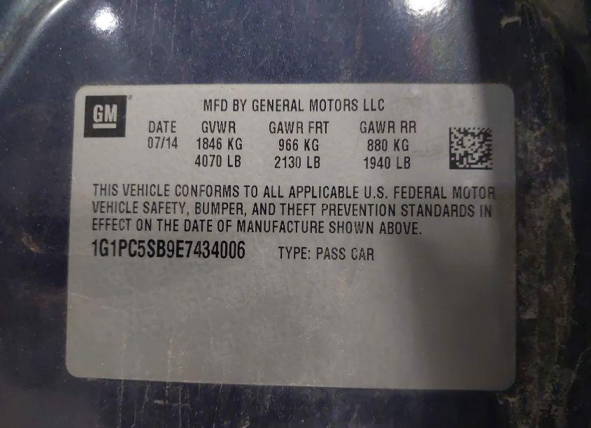 Photo 9 of 2014 Chevrolet Cruze 1LT AUTO (VIN 1G1PC5SB9E7434006)