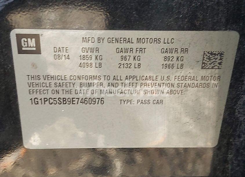 Photo 9 of 2014 Chevrolet Cruze 1LT AUTO (VIN 1G1PC5SB9E7460976)