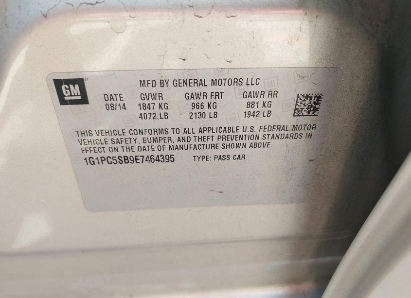 Photo 9 of 2014 Chevrolet Cruze 1LT AUTO (VIN 1G1PC5SB9E7464395)