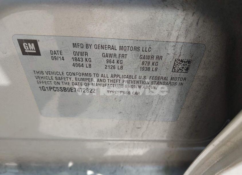 Photo 9 of 2014 Chevrolet Cruze 1LT AUTO (VIN 1G1PC5SB9E7472822)